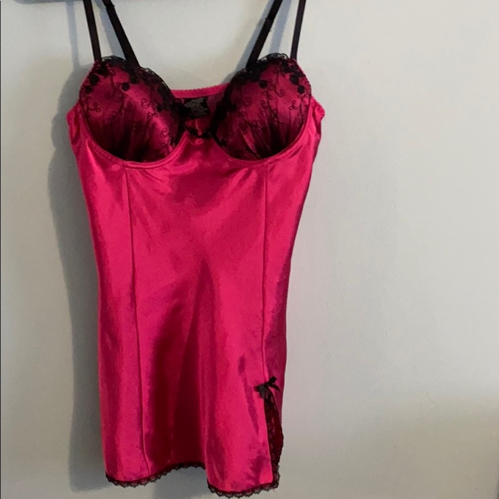 Pink with black lace lingerie